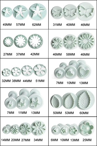 LIHAO Fondant Ausstecher 33 tlg Ausstechformen Auswerfer Stempel Tortendeko Kuchendekorationsset Backen - 5