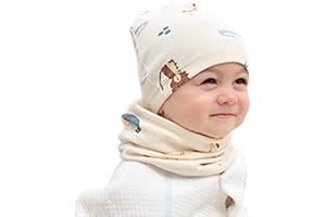 VUCDXOP Set da 2 pezzi composto da berretto e scaldacollo, in morbido cotone, per bambini, per l'inverno, adatto a maschietti e femminucce, per l’autunno