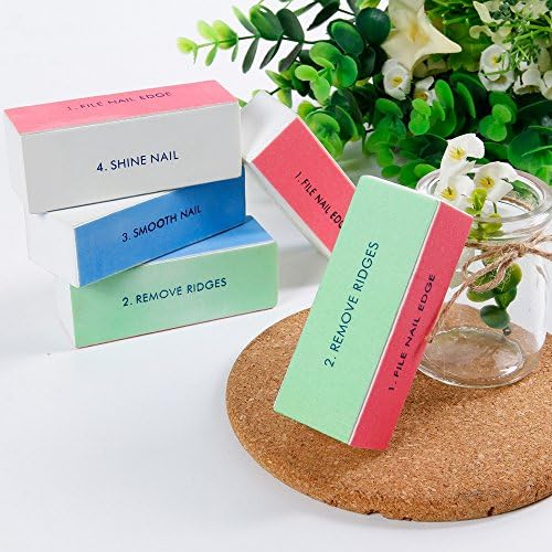 Honearn 5pcs Nail Art Buffing Block Tool, 4 Ways Polish Sanding File Block Manicure Nail Art Care Buffer Buffing Sanding Block Files Grit Acrylic Tool Fingernail &amp; Toenail Care