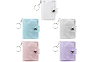 Pilikoll 5 Pcs Mini Photo Album Keychain 2 Inch Photocard Album Keyring with 24 Pockets Photo PVC Small Pocket Photo Album Keychain for Photo, Picture Cards, ID Photo and Card Storage, Blue
