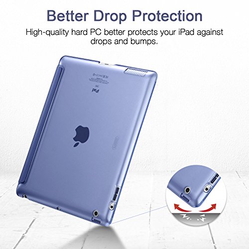 iPad 2 / 3/ 4 Hülle, ESR® Yippee Series Auto Aufwachen/Schlaf Funktion Wickelfalz PU Ledertasche mit Durchschaubar Rückseite Schutzhülle für iPad 2 3 4(Marineblau) - 9
