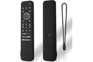 HESUPY Silikonowe etui z pilotem zdalnego sterowania do Sony RMF-TX810U RMF-TX811U RMF-TX910U, odporne na wstrząsy, antypoślizgowe etui ochronne ze smyczą (czarne)
