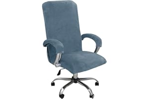 NLCYYQ Office Chair Cover Velvet Computer Chair Cover Stretch Rotating Chair Cover Removable Swivel Slipcover Boss Chair Cover Protectors High Back Large (Gray blue,Medium)