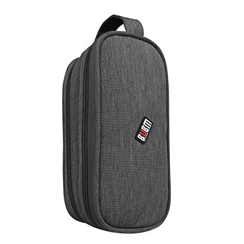 BUBM Universale Tasche mit Doppelschicht Tragetasche für Elektronische Kleingeräte Organiser Reisetasche für Zubehör, Mittel, Grau - 2