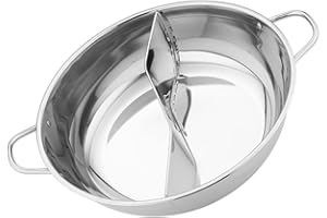 FELTECHELECTR Stainless Steel Mandarin Duck Pot Wok Pan with Lid Nonstick Cookware Ramen Hot Pot Chinese Divided Hotpot Divided Hotpot Pot Shabu Hot Pot Silver Practical Hot Pot Soup Pot Split