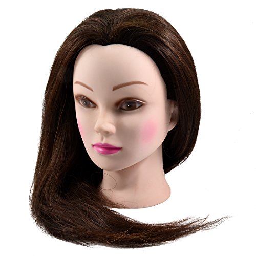 Neverland Professional 22" 80% Real Human Hair Hairdressing Equipment Styling Head Doll Mannequin Training Head Tools Braiding Cutting Student Practice Model with Clamp