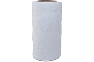 Bealuffe Bobine di Filo Cerato 260 Metri, Filo Piatto da 1 mm per Cucire in Pelle Filo di Poliestere 150D (Bianco)