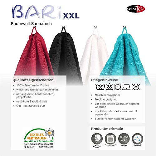 XXL Saunatuch / Badetuch Bari Doppelpack | viele Farben, 2 Größen | 100% Baumwolle Frottee Handtuch, ca. 500g/m², Set 2-tlg. je 90 x 220 cm | CelinaTex 6000341 | bordeaux-rot - 4