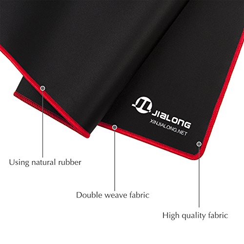 JIALONG Alfombras para Raton Grande Alfombrilla Gaming XL 700x300x3mm lavable base de caucho para Gamers Ordenador  PC y Port  til - Rojo