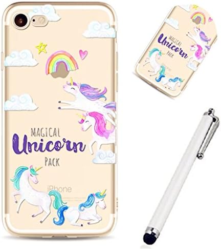 IPhone 6 plus/6S plus (5.5) WYRHS Case Cover ,Ultra Thin Gel Case Anti-scratch Non-Slip Shochproof Rear Case Pouch Bumper Transparent Mobile Phone Shell-Unicorn 18+ Metal Touch Pen