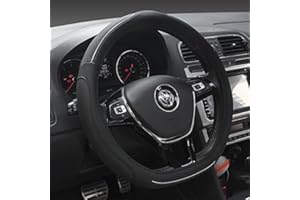 HONCENMAX D Type Steering Wheel Cover - Flat Bottom Car Steering Wheel Protector for Men Women D Cut Shaped Diameter 38cm(15") PU Leather Black