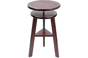 LALAGO Taboret malarski Ø 30 cm, 48-65 cm, taboret z regulacją wysokości, stołek rysunkowy z drewna bukowego, stołek artystyczny, okrągły obrotowy o 360°, drewniane krzesło do stołu kreślarskiego