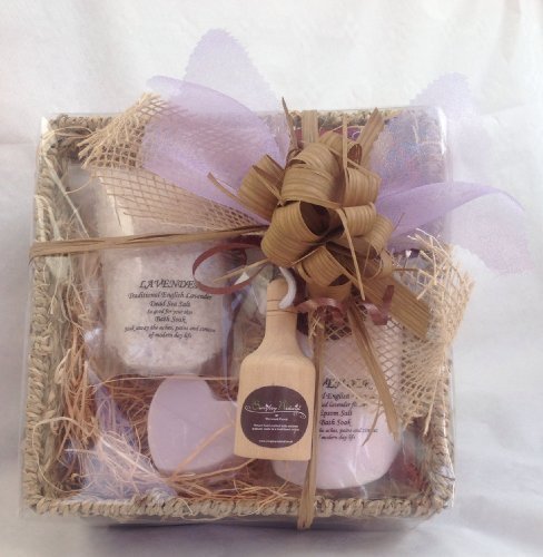 100% Natural Lavender fragrance Dead Sea Salt & Epsom Salt Deluxe Sea Grass Basket Gift Set