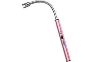 RONXS Electric Lighter, Candle Lighter Electric USB Rechargeable Lighter with Battery Display, Longer Flexible Neck Windproof Plasma Arc Long Lighters for Candles Fireworks BBQ