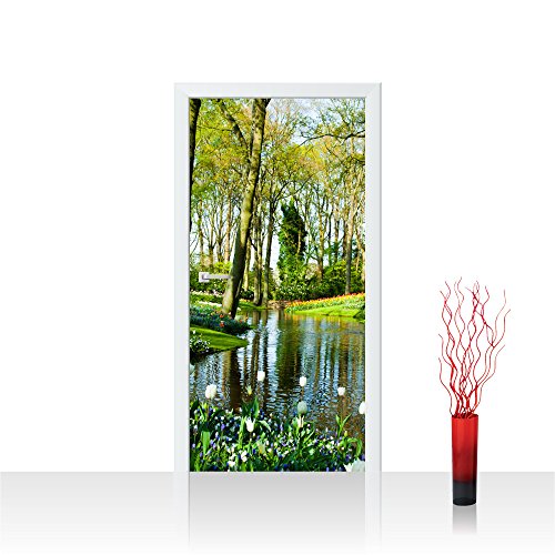 Türtapete selbstklebend 100x211 cm - Top ! PREMIUM PLUS Tür Foto Tapete ! Türposter XXL Türpanel Bild Fototapete Türfolie Poster Fototapeten Deko Wald Bäume Natur - no. 256