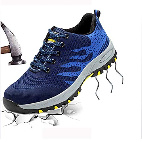 Preisvergleich Produktbild Namenlos Sicherheitsschuhe für Männer und Frauen, Stahlkappe Arbeitsschuhe Knöcheltrainer Wanderer Zwischensohlenschutz wasserdichte, pannensichere Turnschuhe,Blue,36