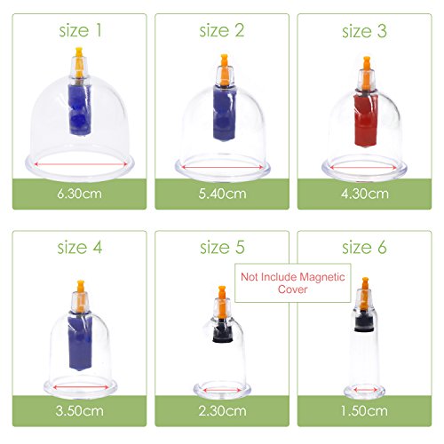 Chinesische Schröpfen Physiotherapie Set bei DigHealth, 12 Schröpfgläser mit Vakuumpumpe und Ventil, Naturheilkunde Selbstbehandlung Massage für Rückenschmerzen, Cellulite, Gesicht, Abnehmen, Bauch - 2