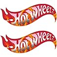 H&S (2 Pack) Hot Wheelz Sticker Decal Vinyl | Car Racing Lovers | Cars | Windows | Laptops | Walls | Any Smooth Surface | Premium Quality | Size: 5" x 2"