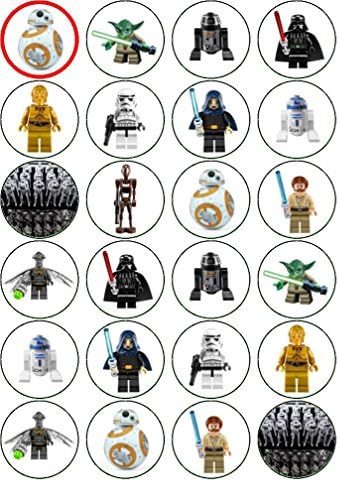 Pack of 24 Wafer Paper Edible Star Wars Design Cake Toppers NOT_PRECUT