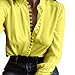Price comparison product image Pingtr Women's Lapel Shirt, Sexy Women's V-Neck Loose Button Down T-Shirt Blouse Top Ladies Casual Solid Long Sleeves Blouse Lapel Shirt Business Work Shirt Blouse (Yellow, M)