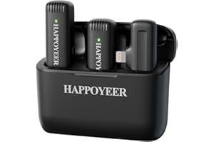 HAPPOYEER Kabellose Lavalier-Mikrofone für iPhone iPad, mit 2 kabellosen Mikrofonen, Plug-Play-Ansteckmikrofon mit Ladehülle für Interview, Videoaufnahmen, Tiktok, Facebook Live-Stream