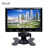 Haihuic Écran Couleur LCD TFT HD 800x480 de 9 Pouces Moniteur de Voiture à entrée HDMI/VGA/AV pour Voiture Vue arrière, CCTV, sécurité à la Maison avec télécommande