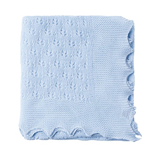 The Wool Company Baby Blue Cotton Christening Shawl