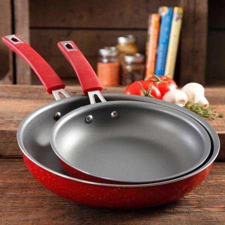 The Pioneer Woman Butterfly Vintage Speckle 2-Pack Non-Stick Frying Pan Set, Red by The Pioneer Woman