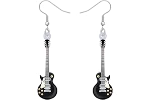 RAIDIN Acrylic Creative Music Bass Electric Guitar Earrings for Women Girls Gift Cute Dangle Earrings Jewellery for Party Charms Decorations
