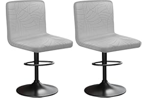 HuaLiSiJi Funda para Taburete de Bar con Respaldo Funda Terciopelo Sillas con Patrón de Hojas, Funda de Silla Taburete de Barra Fundas Elásticas para Sillas para Sillas ﻿ (2, Gris Claro)