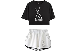 OUHZNUX Camilo Echeverry Dancing T-Shirt Shorts Conjunto De 2 Piezas, Women's Navel Show Fashion Simple Sports Top, Casual Singer Manga Corta Pullover Pants Set(XS-2XL)