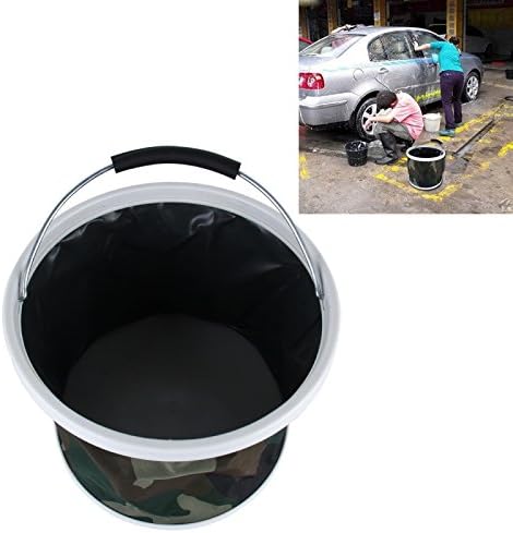 11L Cylinder Shape Foldable Camouflage Printed Bucket Pail for Fishing Camping
