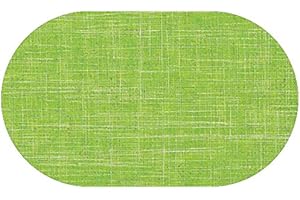 ‎DECOHOMETEXTIL d-c-fix Wachstuch Leinen Look RUND OVAL Farbe & Größe wählbar Oval ca. 140 x 180 cm Grün abwaschbare Tischdecke