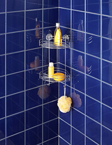 Wenko 20885100 Vacuum-Loc Eckregal 2 Etagen, Befestigen ohne bohren, Stahl, 23 x 43 x 21 cm, Chrom - 3