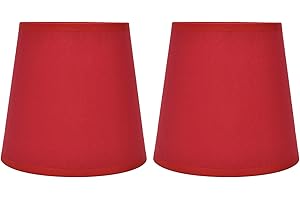 MISNODE 2 Pièces Abat-Jour D'intérieur, Abat-Jour en Tissu E14 Style Européen Lustre Table Applique Murale, Abat-Jour pour Salon Chambre Hôtel Décor(Rouge)