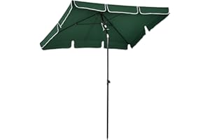 SOLD BY MHSTAR Outsunny 2 x 1.3m Garden Parasol Umbrella, Outdoor Market Table Umbrella with Ruffles & Aluminium Pole, Rectangular Tilting Parasol Sun Shade Canopy