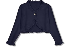 BesserBay Mädchen Strickjacken Bolero Lange Ärmel Cardigan Kurz Bolerojäckche 110-150