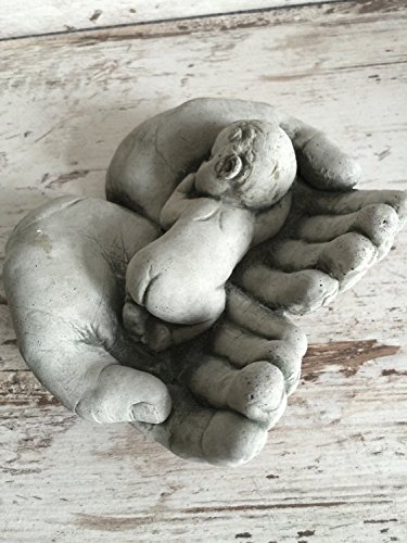 Steinfigur Hände Kind Baby Allerheiligen Allerseelen Weihnachten Grabschmuck Neu - 3