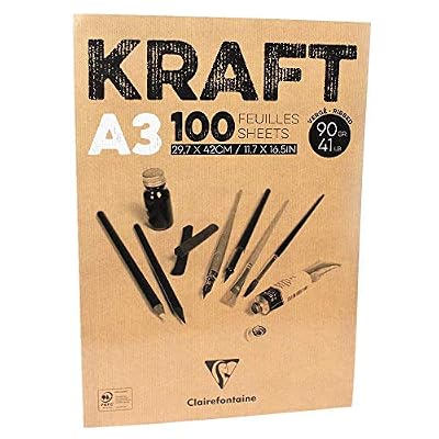 Clairefontaine 96546C -Un bloc encollé Kraft brun 100 pages 29,7x42 cm 90g