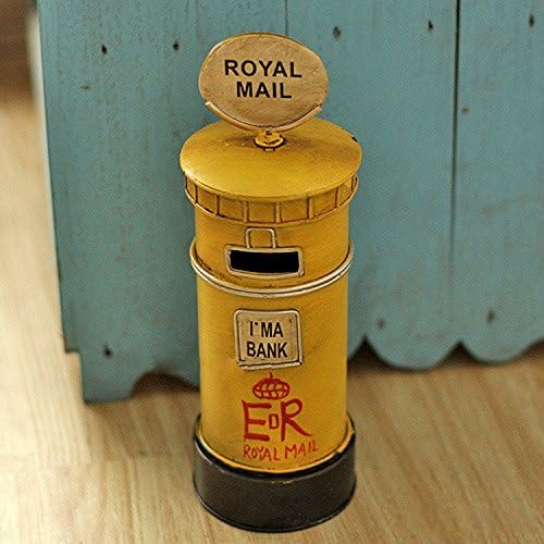 XJoel Retro Copper Post Office Pillar Box Mail Box Home Decor Piggy Bank Money Box Yellow