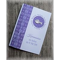 Menü Menükarte Speisekarte Kommunion Konfirmation Taufe Fisch silber lila violett flieder