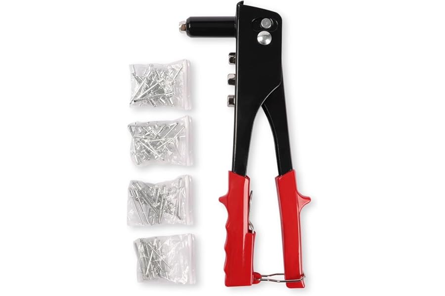 Heavy Duty Rivet Gun Tool – Hand Riveter Kit for Metal, Plastic, and Automotive Repairs | Manual Pop Rivet Gun with Multiple Nozzle Sizes | Riveting Tool for DIY, Sheet Metal, Workshop & Garage Use