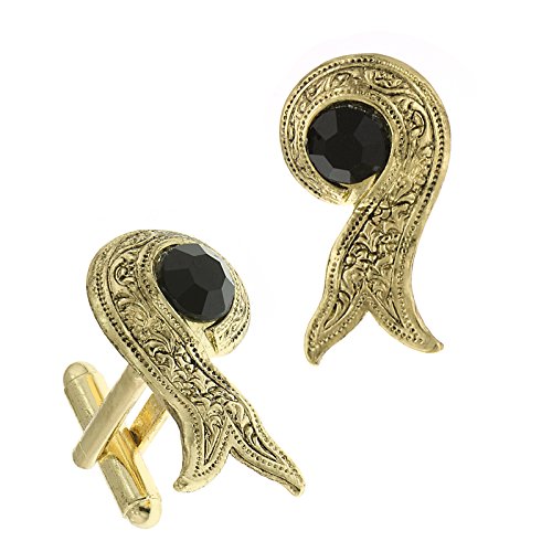 1928 Jewelry Herren-Manschettenknöpfe Gagat Schwarz 2.794 cm – 61673