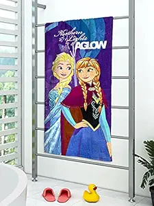 Athom Trendz Kids 350 GSM Cotton Disney Anna and Elsa Bath Towel (Multi, 60x120 cm)