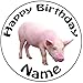 Produktbild Personalisierter Schwein Zuckerguss Kuchen Topper / Kuchendekoration - 20 cm Großer Kreis - Jeder Name Und Jedes Alter