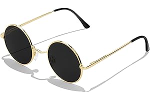 KANASTAL Lunettes de Soleil Ronde Hommes et Femmes Polarisée Vintage Rétro Classique Hippie Steampunk UV400