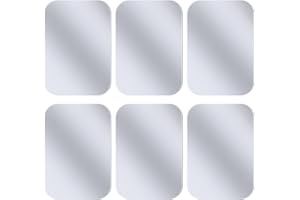 Juspota 6 Pezzi Placche Metalliche Adesive, Placca Metallica con Adesivo Universale per Supporto Magnetico Auto Porta Cellulare da Auto Calamita e Altro Prodotti con calamita, 6 Rettangolari Argento
