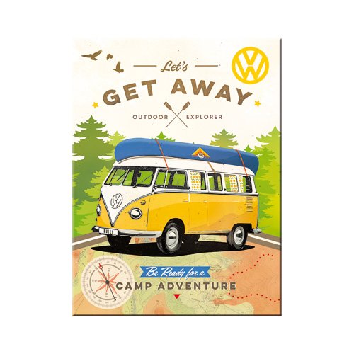 Nostalgic-Art 14330 Magnet Volkswagen Bulli - Let's Get Away, 8 x 6 cm