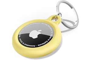 Oakxco für Airtag Schlüsselanhänger, Airtag Hülle Silikon Wasserdicht, Kleines und süßes tragbares Zubehör, hundehalsband, Fahrrad, katzenhalsband, Geldbeutel, Kompatibel mit Apple Airtag, Gelb