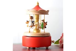 Chonor Escenarios Innovadores Caja de Música de Madera, Primo Creativo manivela de Madera artesanías Caja de música Mejor Regalo y Decoraciones Idea para Cumpleaños, Navidad - Familia Merry-Go-Round